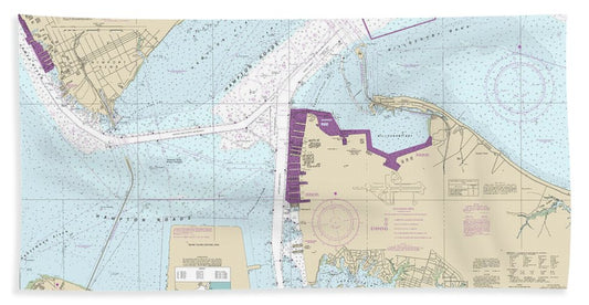 Nautical Chart-12245 Hampton Roads - Bath Towel