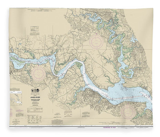 Nautical Chart 12251 James River Jamestown Island Jordan Point Blanket