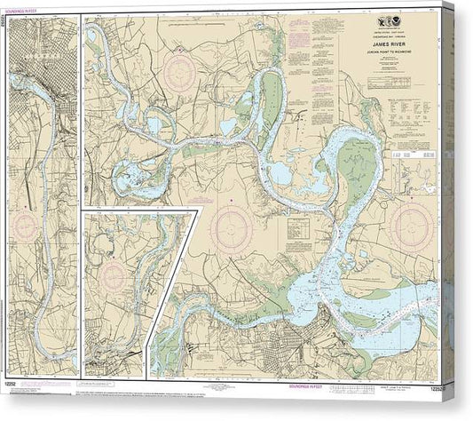 Nautical Chart-12252 James River Jordan Point-Richmond Canvas Print