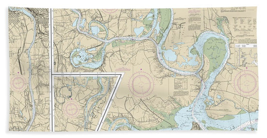 Nautical Chart-12252 James River Jordan Point-richmond - Bath Towel