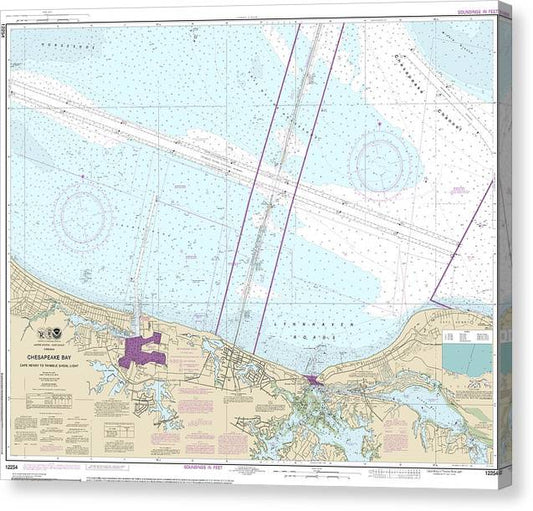 Nautical Chart-12254 Chesapeake Bay Cape Henry-Thimble Shoal Light Canvas Print