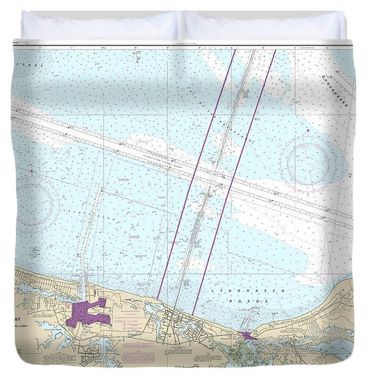 Nautical Chart 12254 Chesapeake Bay Cape Henry Thimble Shoal Light Duvet Cover