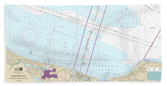 Nautical Chart-12254 Chesapeake Bay Cape Henry-thimble Shoal Light - Beach Towel