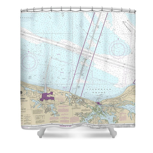 Nautical Chart 12254 Chesapeake Bay Cape Henry Thimble Shoal Light Shower Curtain