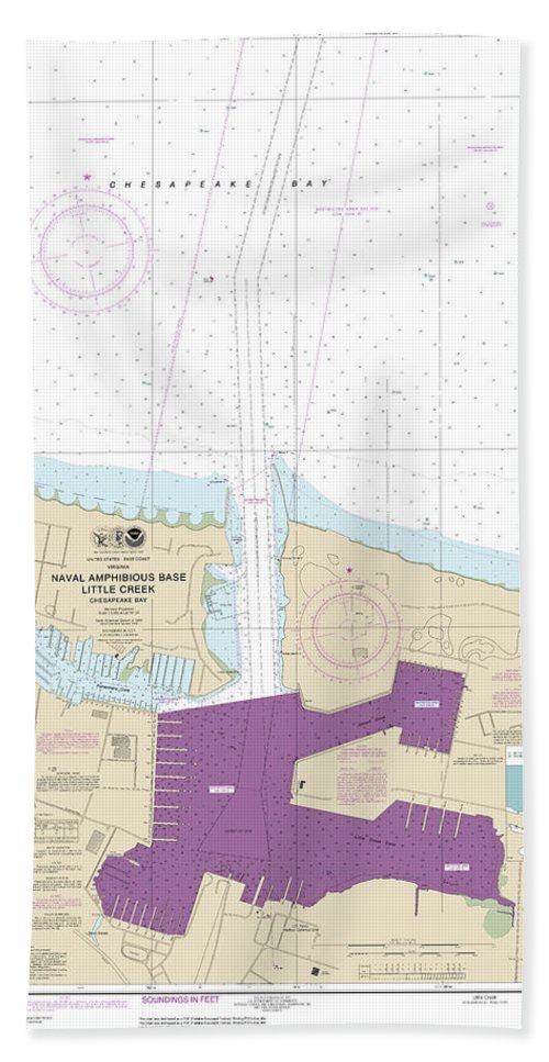 Nautical Chart-12255 Little Creek Naval Amphibious Base - Beach Towel
