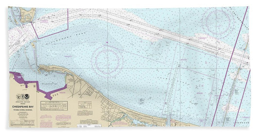 Nautical Chart-12256 Chesapeake Bay Thimble Shoal Channel - Bath Towel