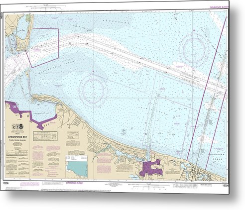 A beuatiful Metal Print of the Nautical Chart-12256 Chesapeake Bay Thimble Shoal Channel - Metal Print by SeaKoast.  100% Guarenteed!