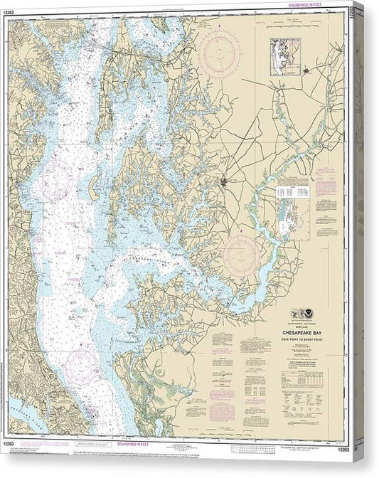 Nautical Chart-12263 Chesapeake Bay Cove Point-Sandy Point Canvas Print
