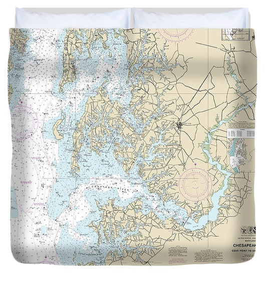 Nautical Chart 12263 Chesapeake Bay Cove Point Sandy Point Duvet Cover