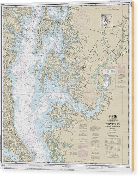 Nautical Chart-12263 Chesapeake Bay Cove Point-Sandy Point Wood Print