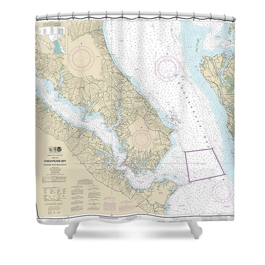 Nautical Chart 12264 Chesapeake Bay Patuxent River Vicinity Shower Curtain