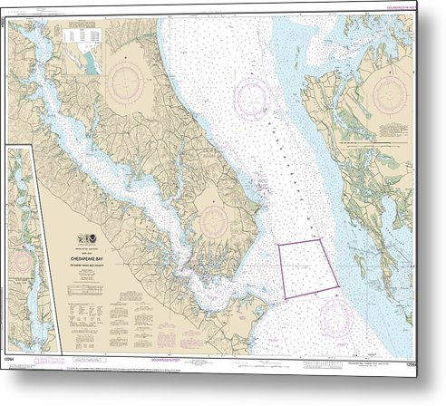 A beuatiful Metal Print of the Nautical Chart-12264 Chesapeake Bay Patuxent River-Vicinity - Metal Print by SeaKoast.  100% Guarenteed!