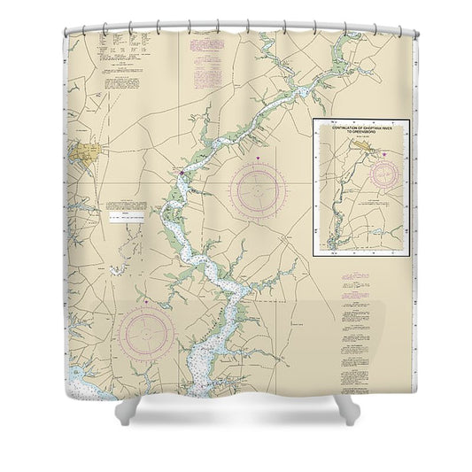 Nautical Chart 12268 Choptank River Cambridge Greensboro Shower Curtain