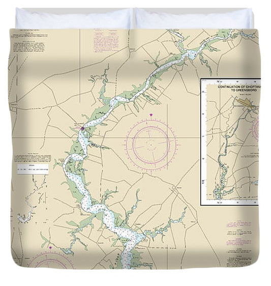 Nautical Chart 12268 Choptank River Cambridge Greensboro Duvet Cover