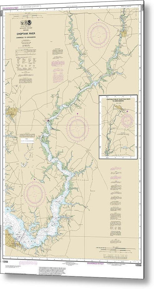 A beuatiful Metal Print of the Nautical Chart-12268 Choptank River Cambridge-Greensboro - Metal Print by SeaKoast.  100% Guarenteed!
