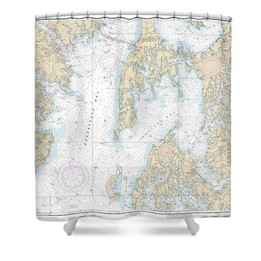 Nautical Chart 12270 Chesapeake Bay Eastern Bay South River, Selby Bay Shower Curtain