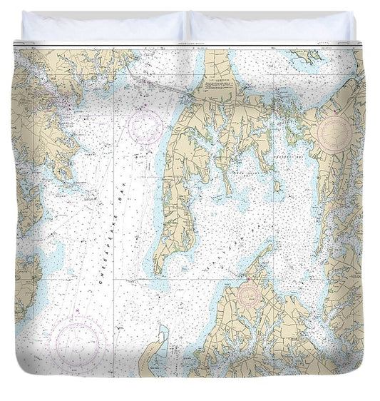 Nautical Chart 12270 Chesapeake Bay Eastern Bay South River, Selby Bay Duvet Cover