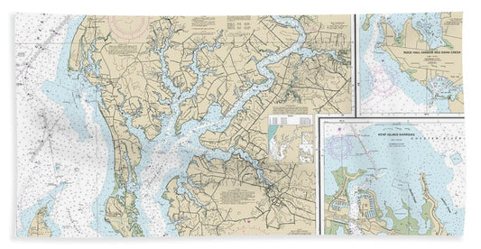 Nautical Chart-12272 Chester River, Kent Island Narrows, Rock Hall Harbor-swan Creek - Beach Towel