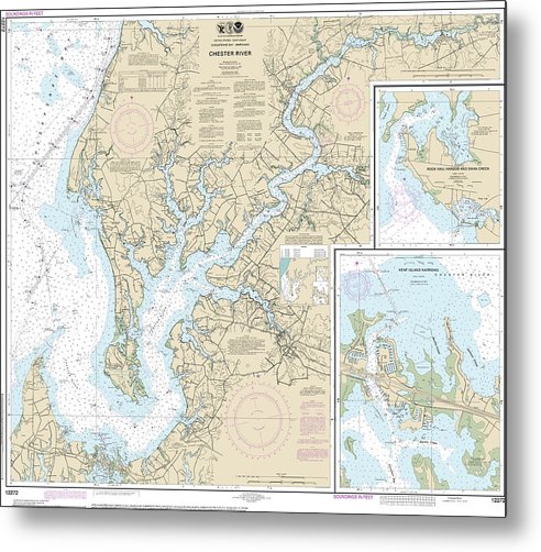 A beuatiful Metal Print of the Nautical Chart-12272 Chester River, Kent Island Narrows, Rock Hall Harbor-Swan Creek - Metal Print by SeaKoast.  100% Guarenteed!