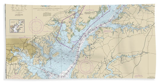 Nautical Chart-12273 Chesapeake Bay Sandy Point-susquehanna River - Bath Towel