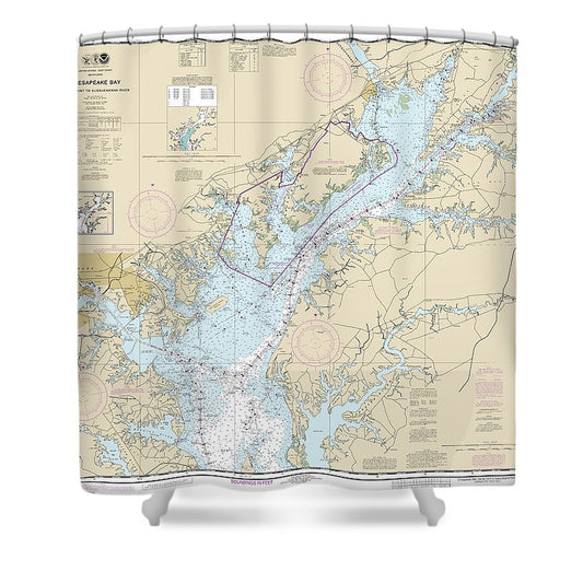 Nautical Chart 12273 Chesapeake Bay Sandy Point Susquehanna River Shower Curtain