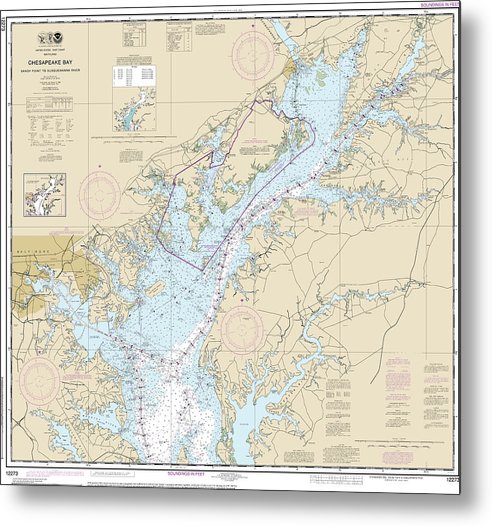 A beuatiful Metal Print of the Nautical Chart-12273 Chesapeake Bay Sandy Point-Susquehanna River - Metal Print by SeaKoast.  100% Guarenteed!
