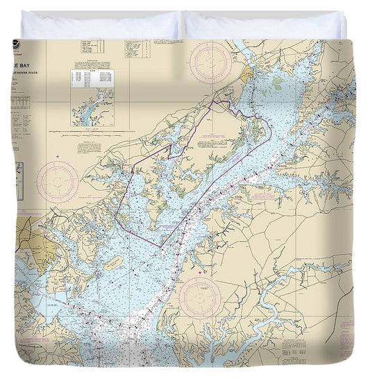 Nautical Chart 12273 Chesapeake Bay Sandy Point Susquehanna River Duvet Cover