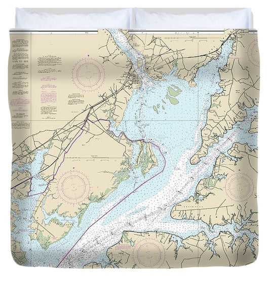 Nautical Chart 12274 Head Chesapeake Bay Duvet Cover