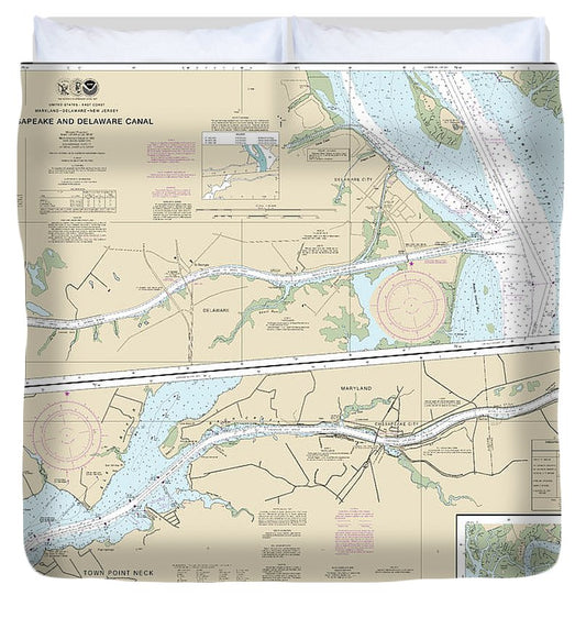 Nautical Chart 12277 Chesapeake Delaware Canal Duvet Cover