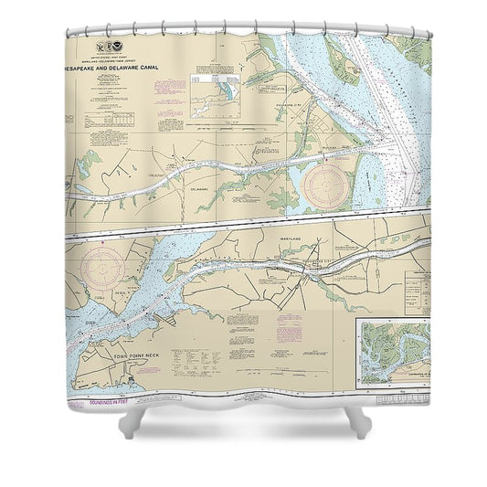 Nautical Chart 12277 Chesapeake Delaware Canal Shower Curtain