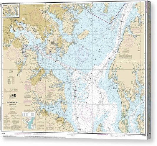 Nautical Chart-12278 Chesapeake Bay Approaches-Baltimore Harbor Canvas Print