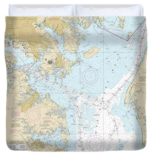 Nautical Chart 12278 Chesapeake Bay Approaches Baltimore Harbor Duvet Cover