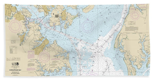 Nautical Chart-12278 Chesapeake Bay Approaches-baltimore Harbor - Beach Towel