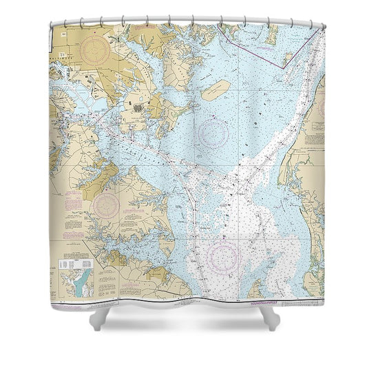 Nautical Chart 12278 Chesapeake Bay Approaches Baltimore Harbor Shower Curtain