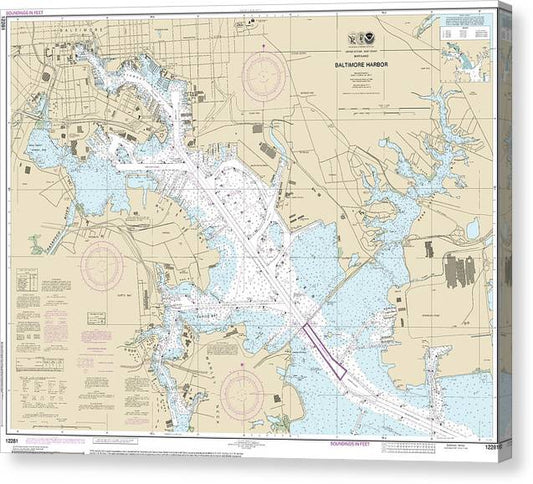 Nautical Chart-12281 Baltimore Harbor Canvas Print