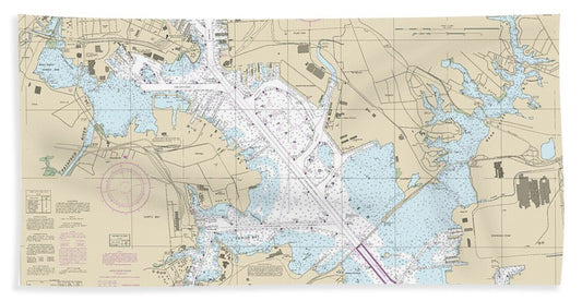 Nautical Chart-12281 Baltimore Harbor - Bath Towel