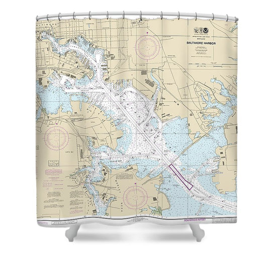 Nautical Chart 12281 Baltimore Harbor Shower Curtain