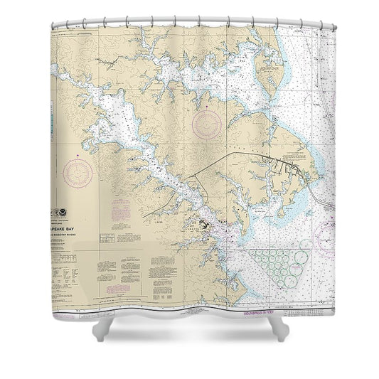Nautical Chart 12282 Chesapeake Bay Severn Magothy Rivers Shower Curtain