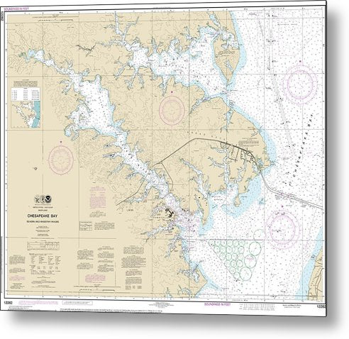 A beuatiful Metal Print of the Nautical Chart-12282 Chesapeake Bay Severn-Magothy Rivers - Metal Print by SeaKoast.  100% Guarenteed!