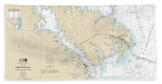 Nautical Chart-12282 Chesapeake Bay Severn-magothy Rivers - Bath Towel