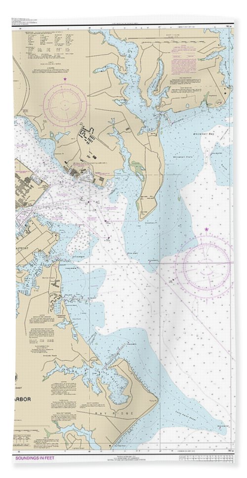 Nautical Chart-12283 Annapolis Harbor - Bath Towel