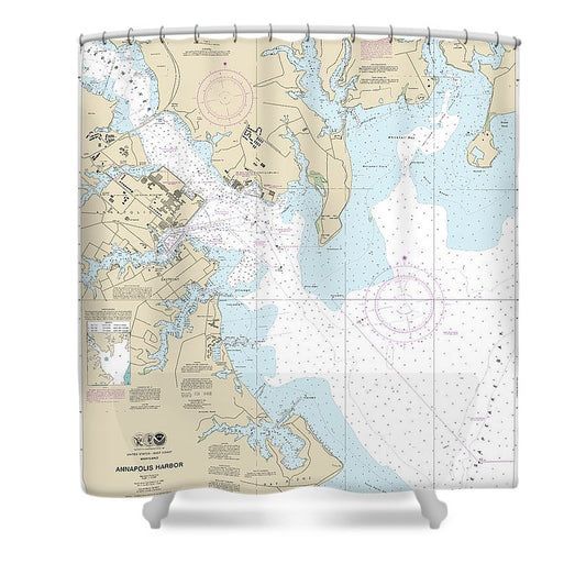 Nautical Chart 12283 Annapolis Harbor Shower Curtain