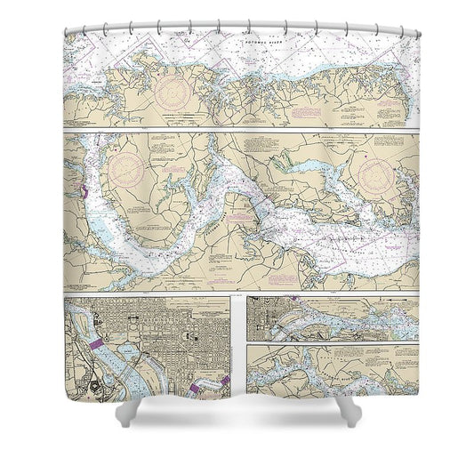 Nautical Chart 12285 Potomac River, District Columbia Shower Curtain