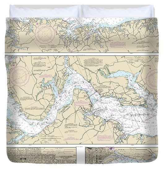 Nautical Chart 12285 Potomac River, District Columbia Duvet Cover