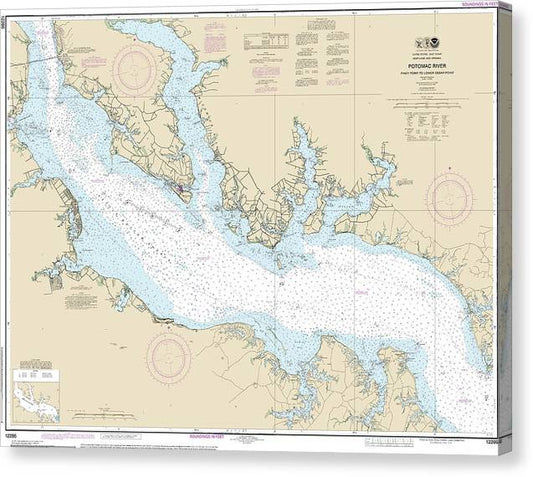 Nautical Chart-12286 Potomac River Piney Point-Lower Cedar Point Canvas Print