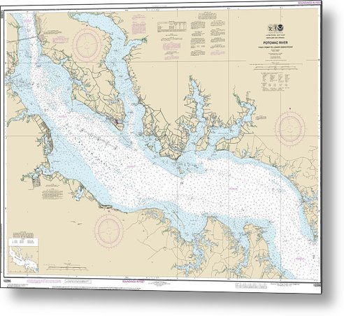 A beuatiful Metal Print of the Nautical Chart-12286 Potomac River Piney Point-Lower Cedar Point - Metal Print by SeaKoast.  100% Guarenteed!