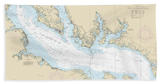 Nautical Chart-12286 Potomac River Piney Point-lower Cedar Point - Bath Towel