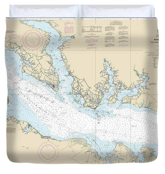 Nautical Chart 12286 Potomac River Piney Point Lower Cedar Point Duvet Cover