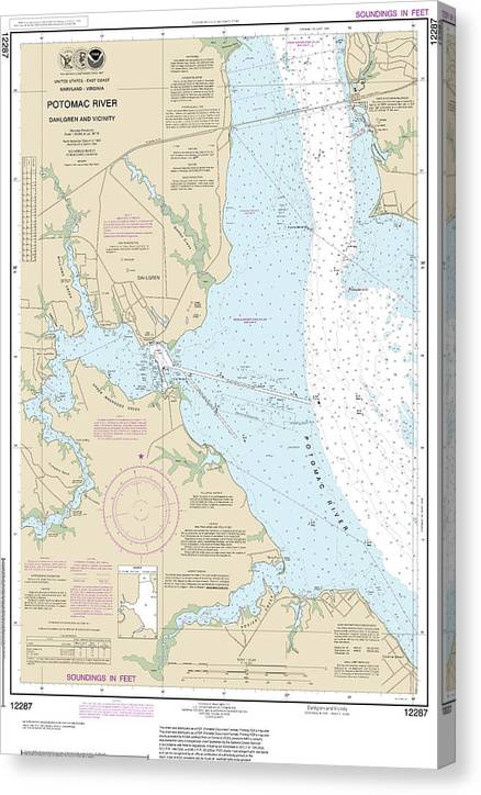 Nautical Chart-12287 Potomac River Dahlgren-Vicinity Canvas Print
