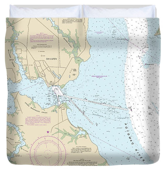 Nautical Chart 12287 Potomac River Dahlgren Vicinity Duvet Cover